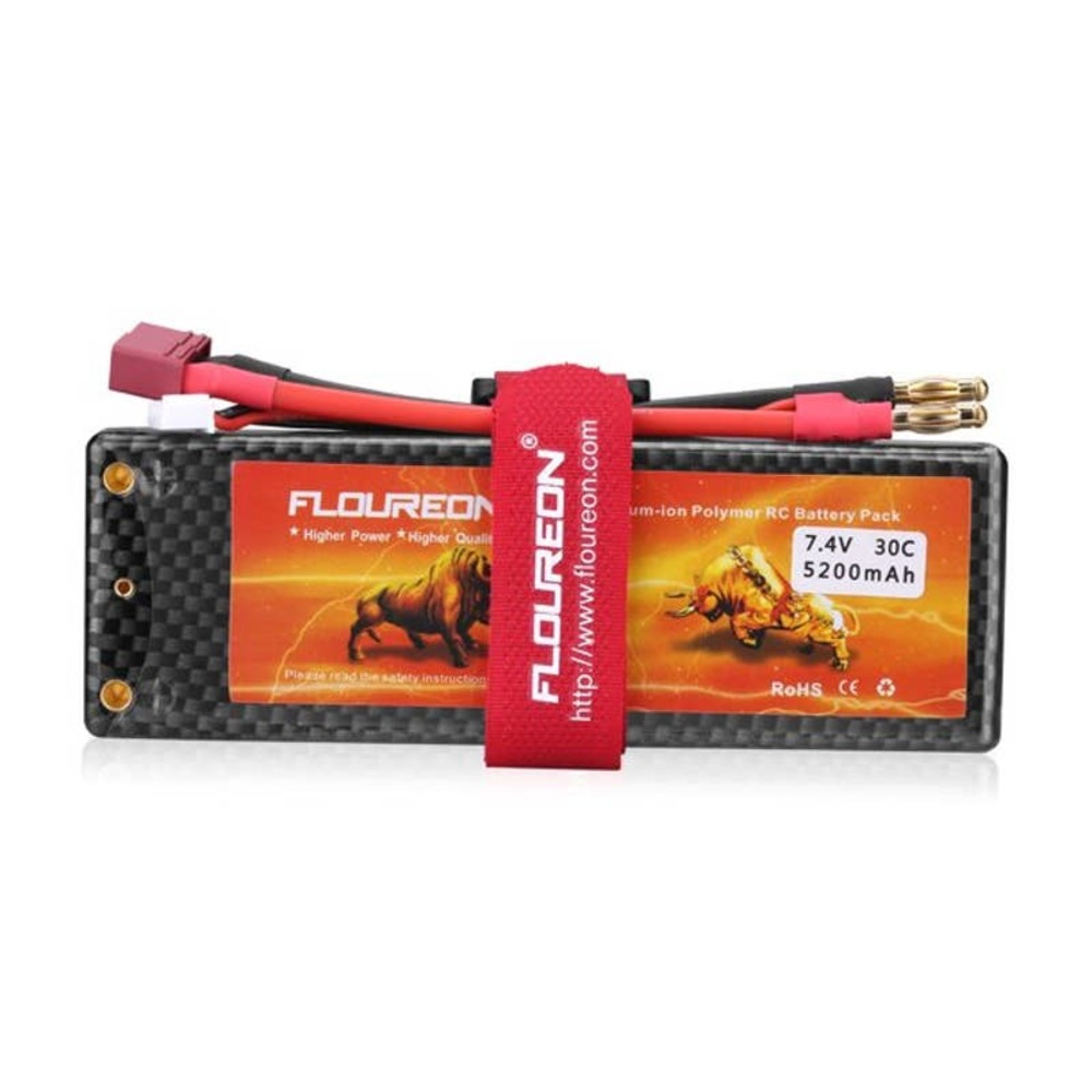 Floureon 2S 7.4V 5200mAh 30C with T Plug LiPo Battery Pack